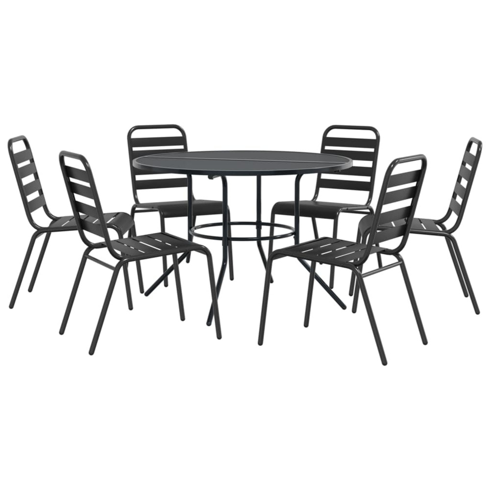 Ensemble de chaises de jardin empilables 7 pcs anthracite