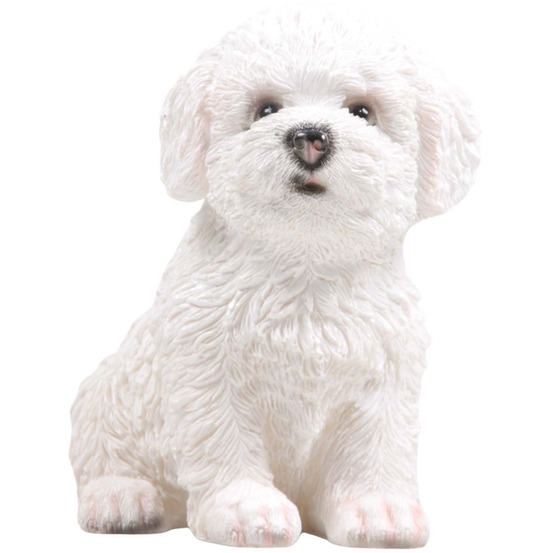 Chiot en résine bichon frisé 13x10x15 cm