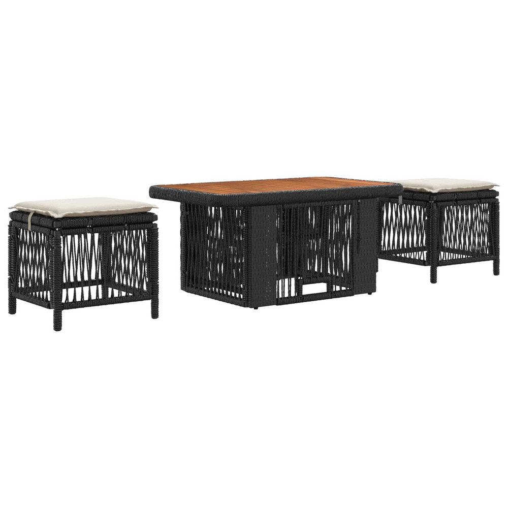 Ensemble de salle à manger pour jardin 3 pcs noir et crème