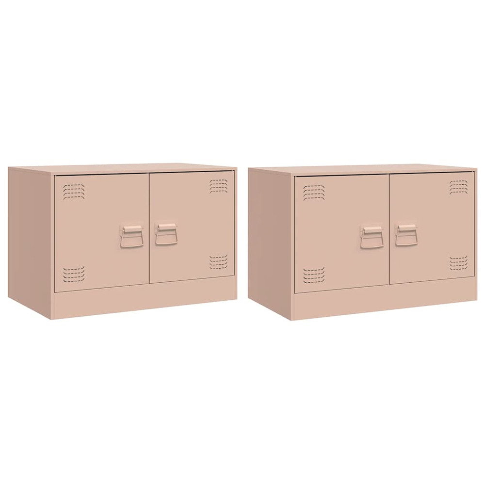 Meubles tv 2 pcs rose 67x39x44 cm acier