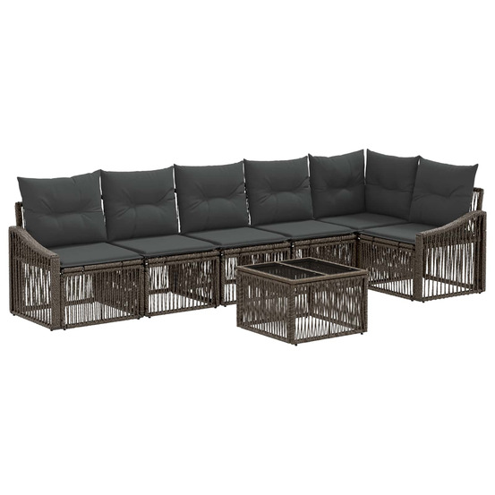 Ensemble de canapé de jardin 7 pcs gris polyrotin