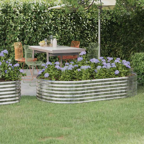 Carré potager acier galvanisé ovale pour jardin potager argenté 175cm