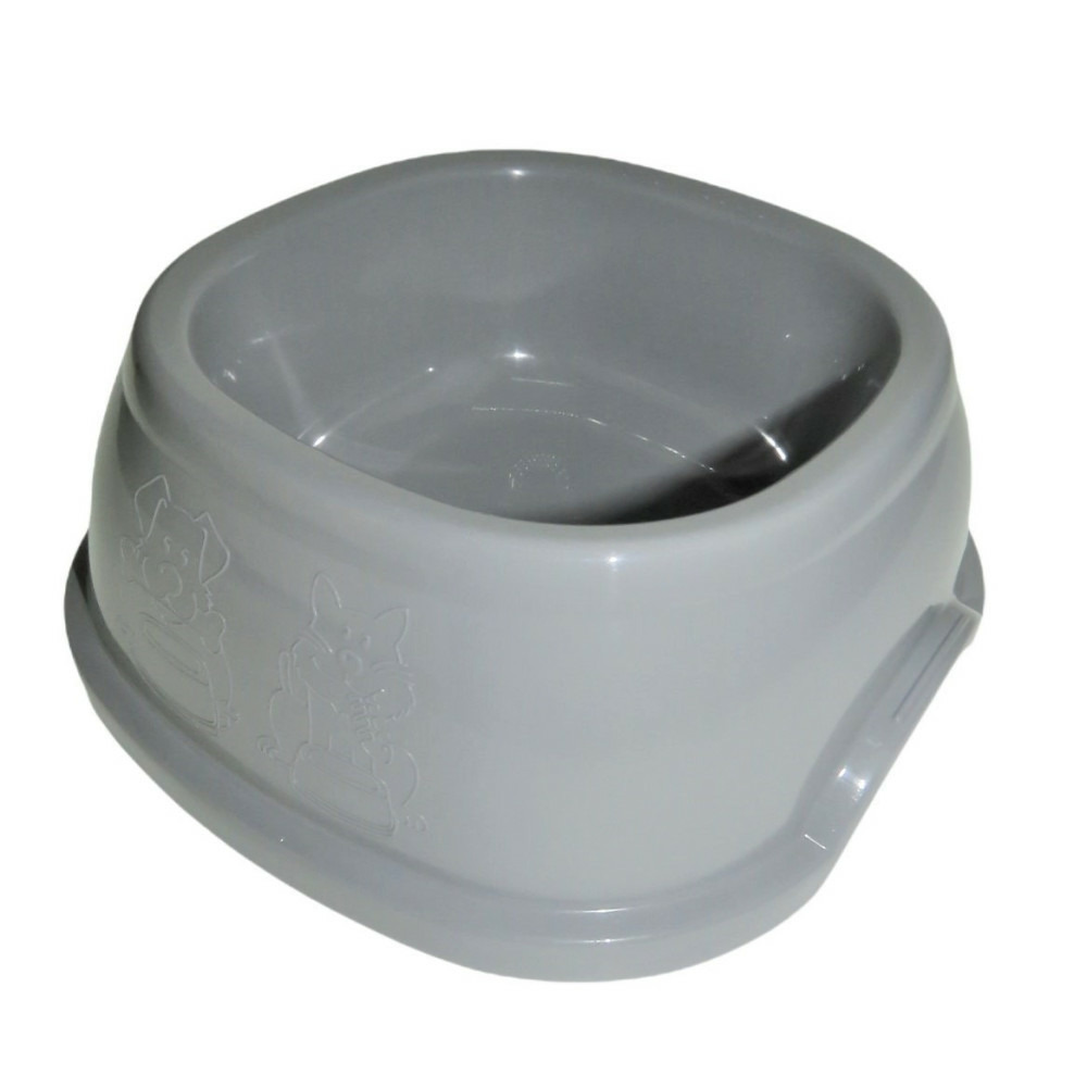 Ecuelle carrée 2 litres, gris en plastique, pour chien