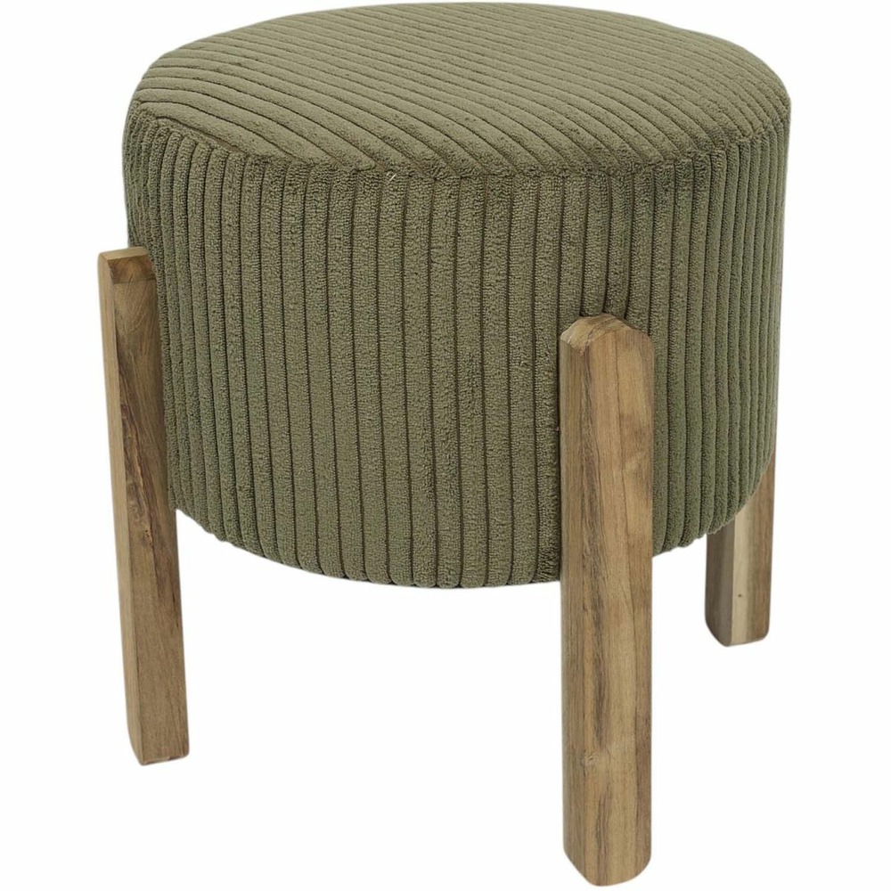 Tabouret en velours côtelé scott vert - pieds en acacia