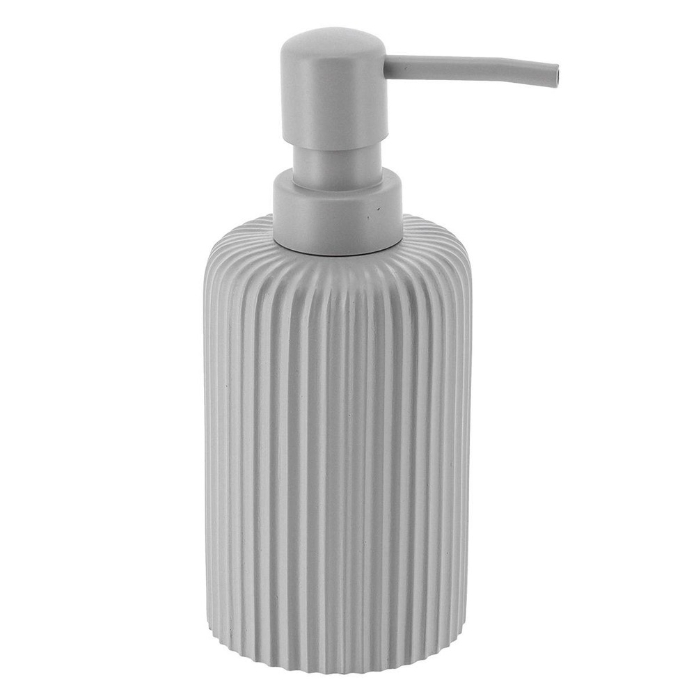 Distributeur a savon arrondi strie polyresine 230 ml - gris clair