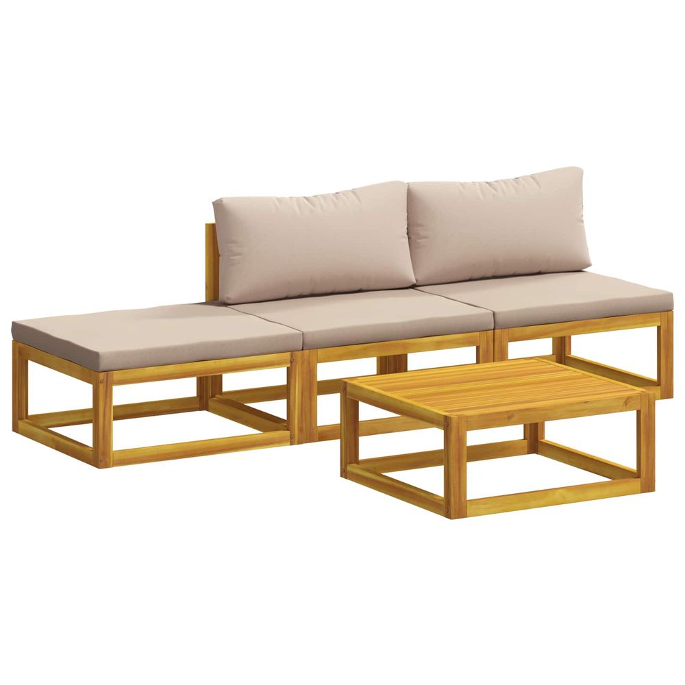 Ensemble de canapés 4 pc naturel bois d'acacia massif