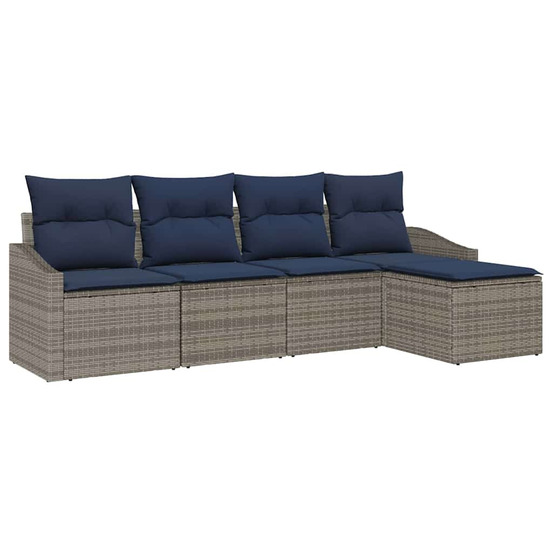 Ensemble de canapés avec coussin 5 pcs gris et marine polyrotin