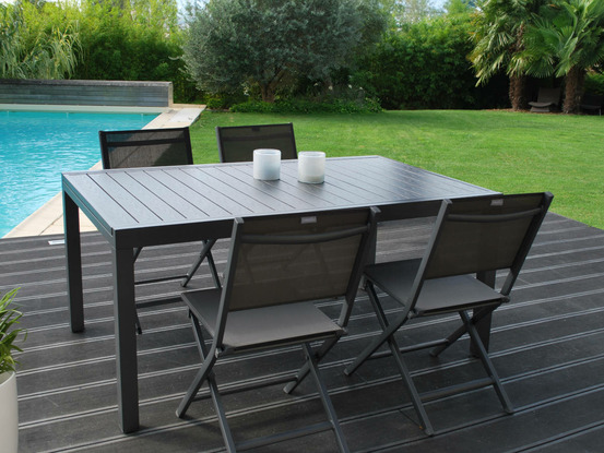 Table de jardin rectangulaire extensible en aluminium lanza 8/10 places