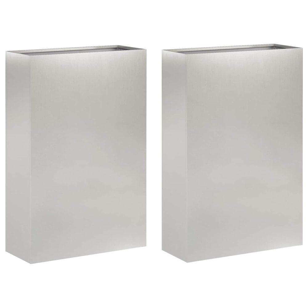 Cache-pot de jardin 2 pc argenté 40 x 20 x 75 cm