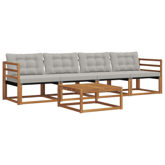 Ensemble de canapés d'extérieur 5 pcs gris naturel et clair