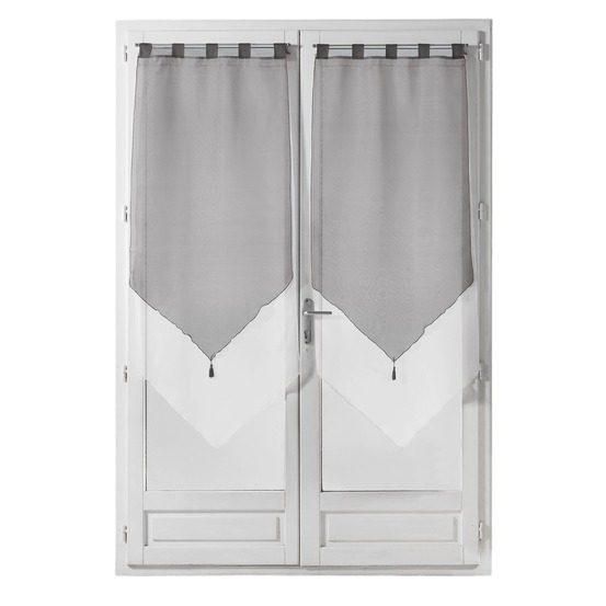 Paire de voile pompon rideau à passants bicolore collection voilinne