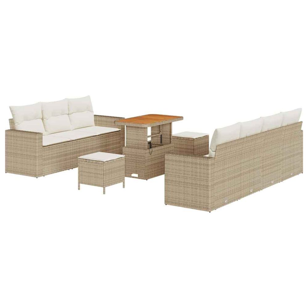 Ensemble de canapé de jardin 10 pc beige polyrotin
