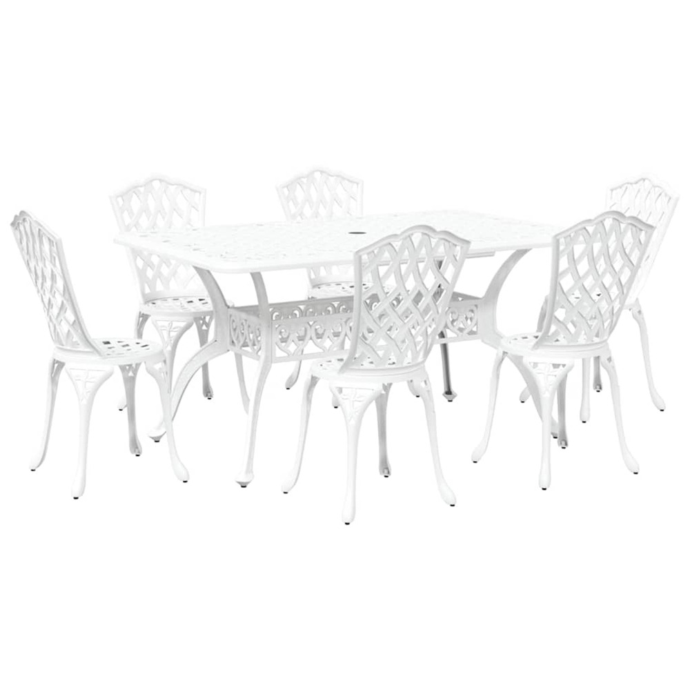 Ensemble de salle à manger pour jardin 7 pcs blanc aluminium
