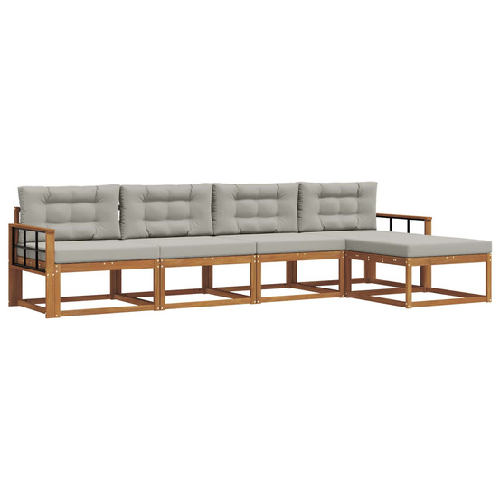 Ensemble de canapés d'extérieur 5 pcs gris naturel et clair