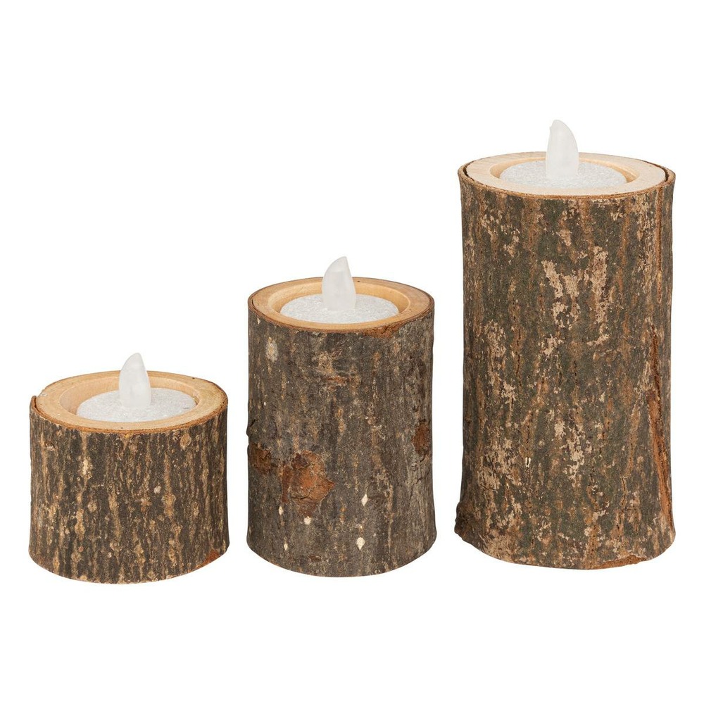 Lot de 3 photophores h.5 - 7 - 11cm bois