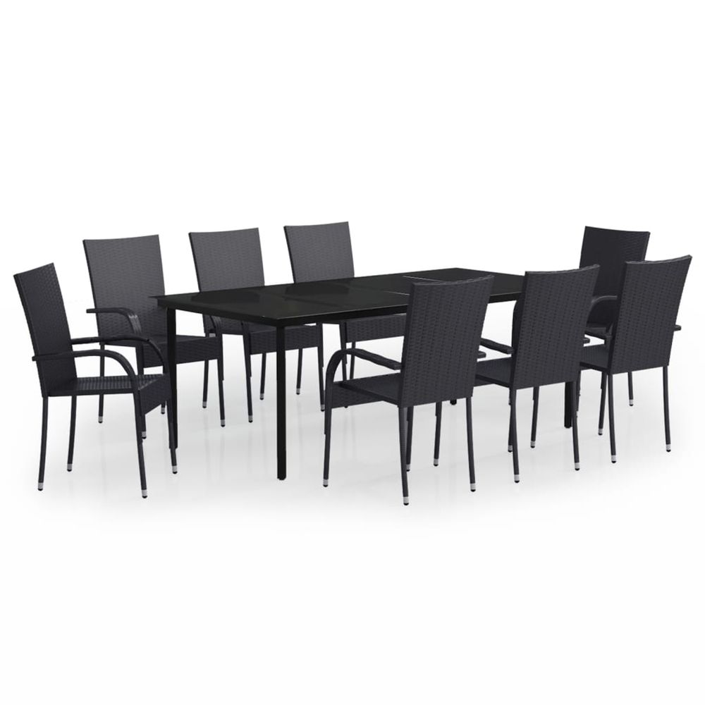 Ensemble à manger de jardin 9 pcs noir