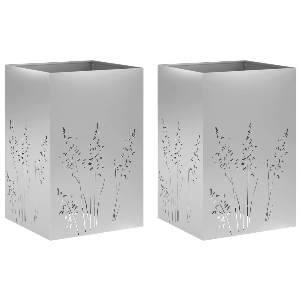 Cache-pot de jardin 2 pc argenté 50 x 50 x 75 cm