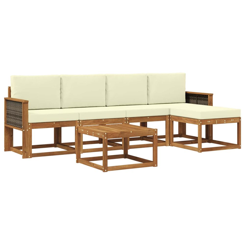 Ensemble de canapés d'extérieur 6 pc naturel et crème polyester
