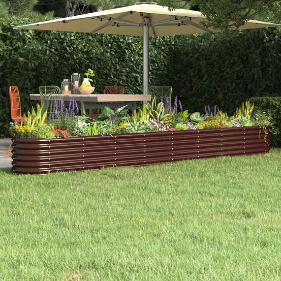 Jardinière surélevée acier potager pour jardin balcon marron 332x40x36 cm