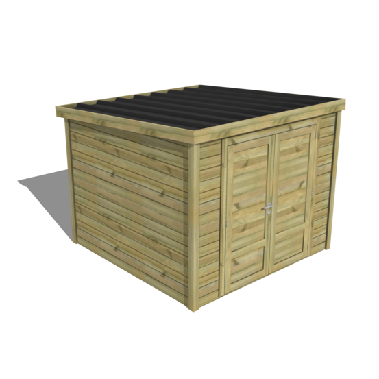 Abri de jardin bois pin traité autoclave 27mm - essentiel - 2,64x2,64m / 7m2 - bac acier - abri français