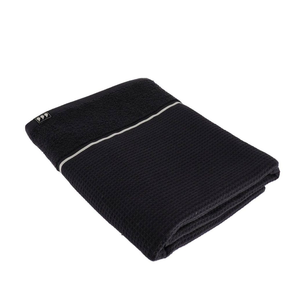 Serviette de bain 70x130 cm 100% coton nid d abeille - noir