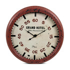 Horloge ancienne murale grand hôtel métal rouge-bordeaux 62cm