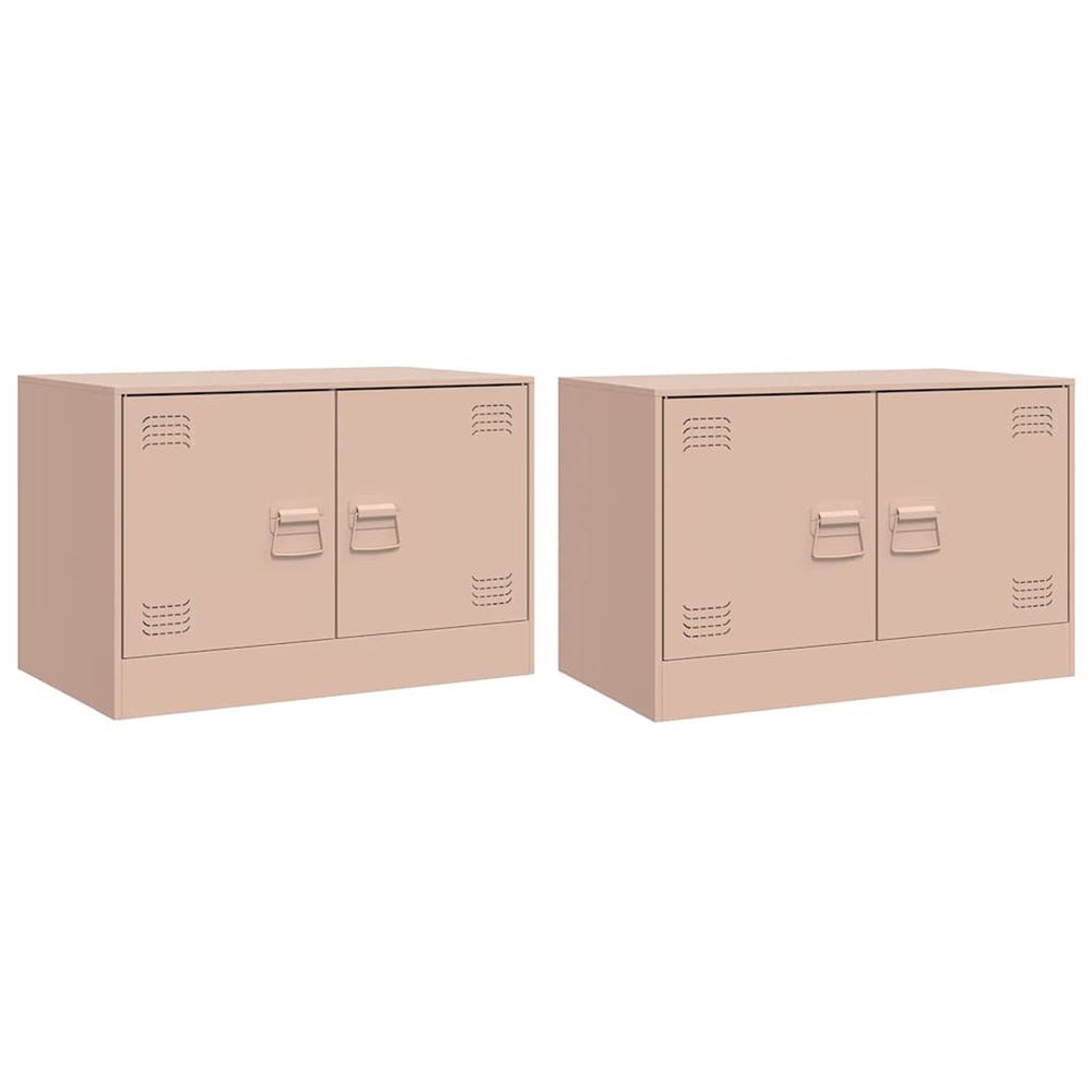 Meubles tv 2 pcs rose 67x39x44 cm acier