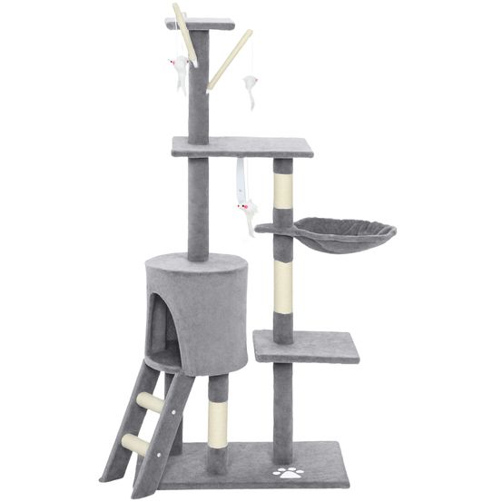 Arbre à chat gris panneaux de particules 50x35x134,2 cm avec niche hamac griffoir