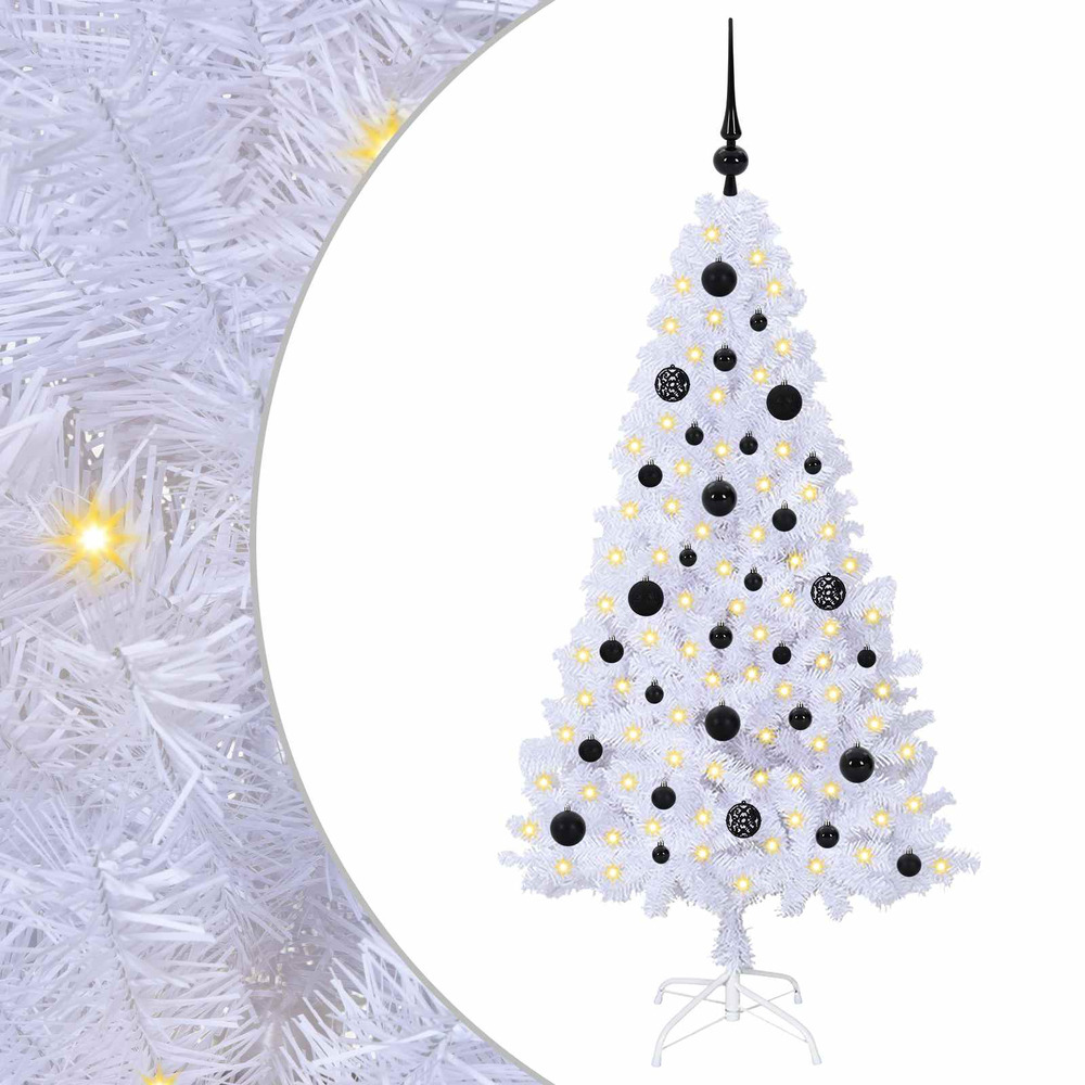 Sapin de noël artificiel avec 150 led blanc 150 cm pvc et acier