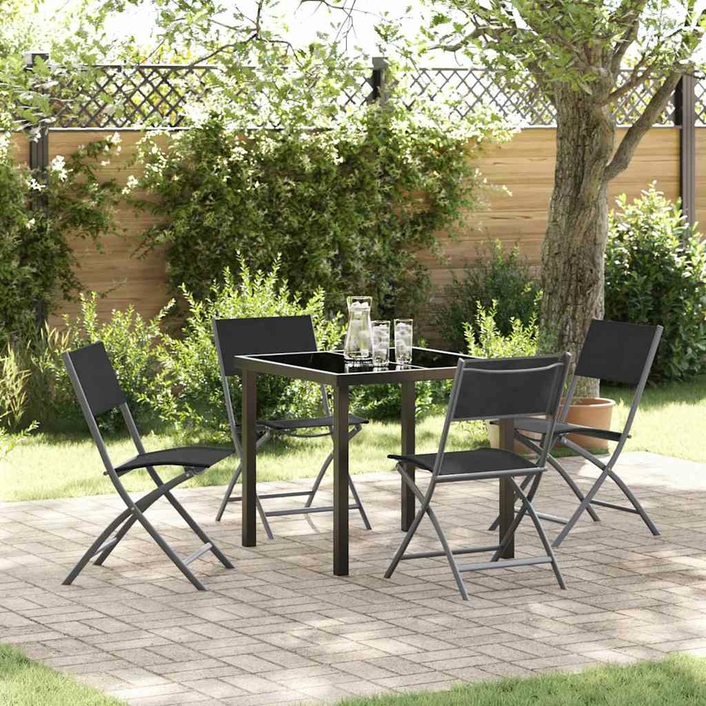 Ensemble de salle à manger pour jardin 5 pcs noir