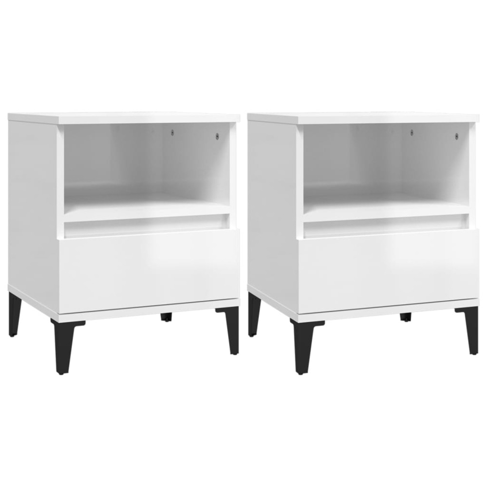 Tables de chevet 2 pcs blanc brillant 40x35x50 cm