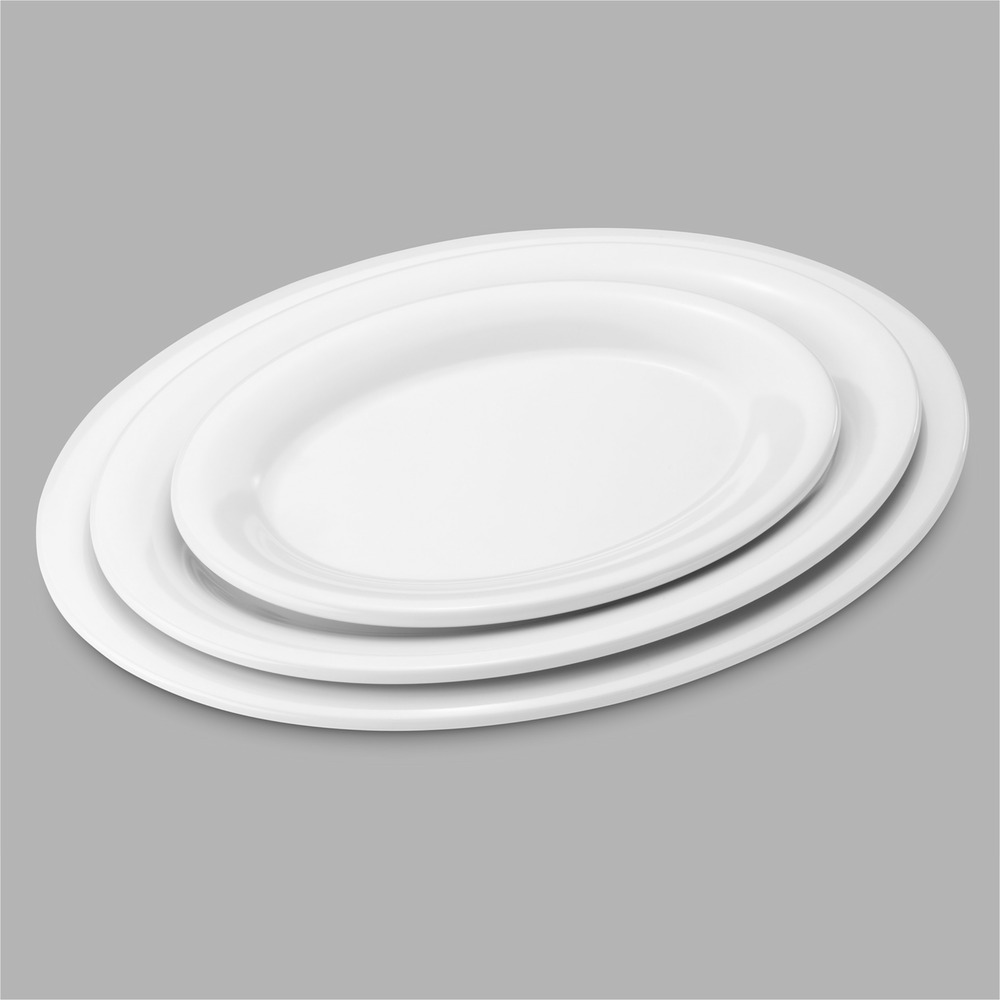 Assiette mélamine ovale blanche 24,3 à 34,2 cm - pujadas