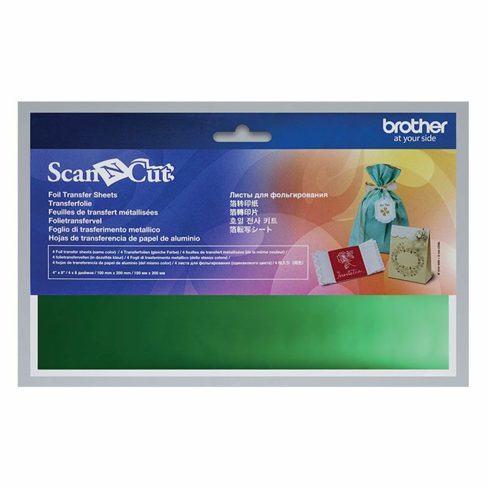 4 feuilles de transfert métallisées 10 x 20 cm brother scanncut - vert