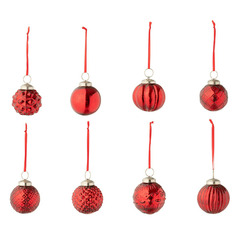 Lot de 40 boules de noël "8 motifs" 6cm rouge