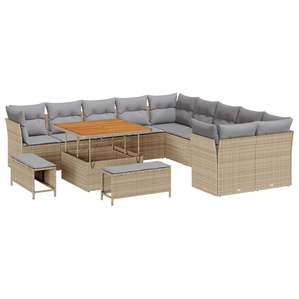 Ensemble de canapé de jardin 13 pcs beige et gris clair