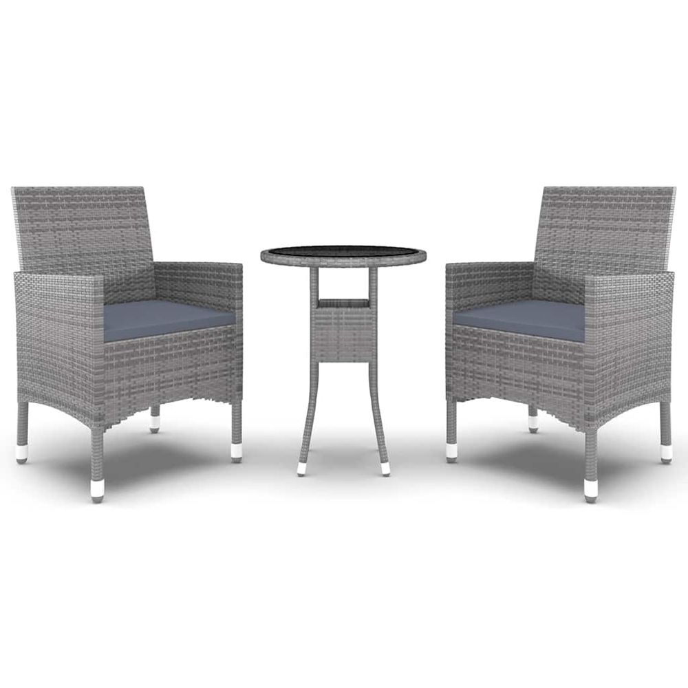 Ensemble à manger de jardin 3 pcs résine tressée gris