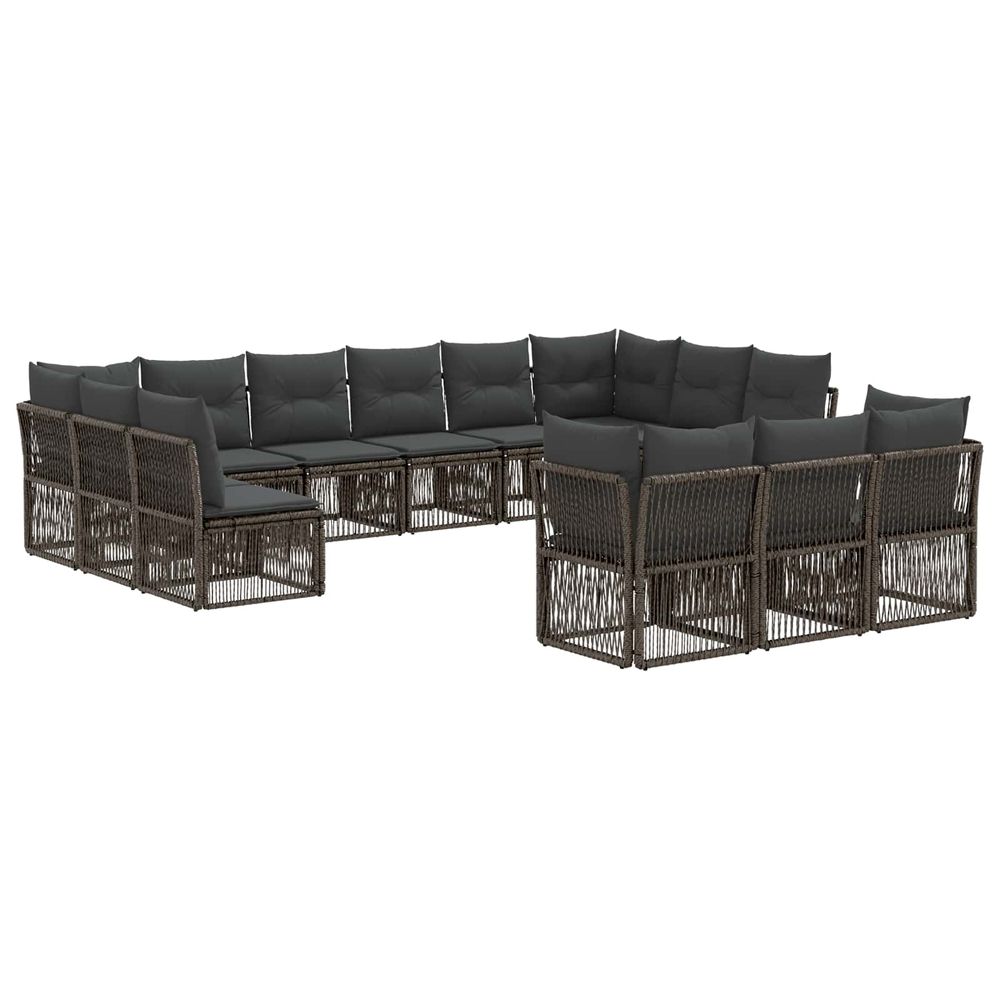 Ensemble de canapé de jardin 13 pc gris polyrotin