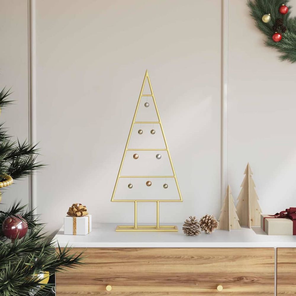 Sapin de noël silhouette en métal décoration de fête moderne doré 60 cm