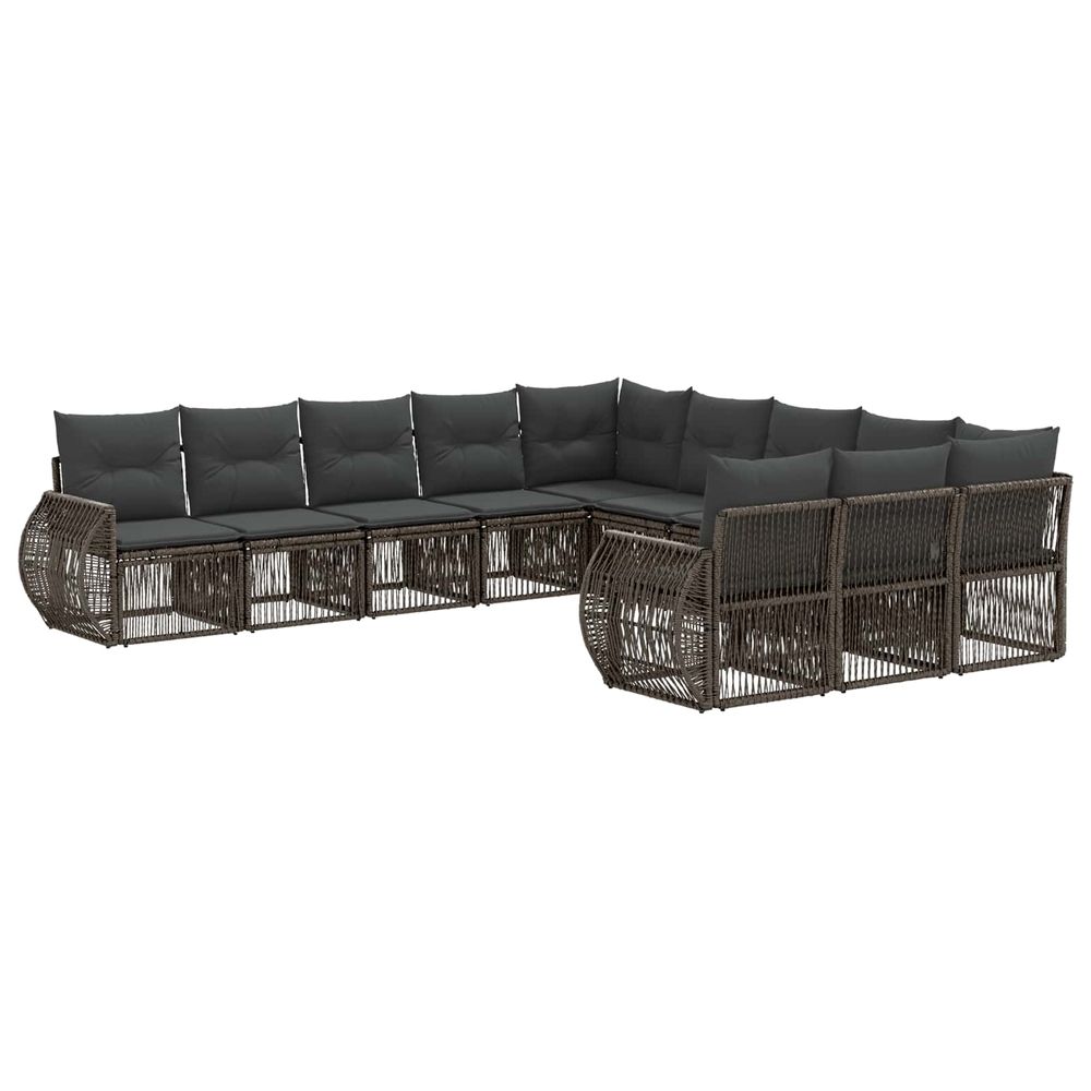Ensemble de canapé de jardin 11 pc gris et gris foncé polyrotin