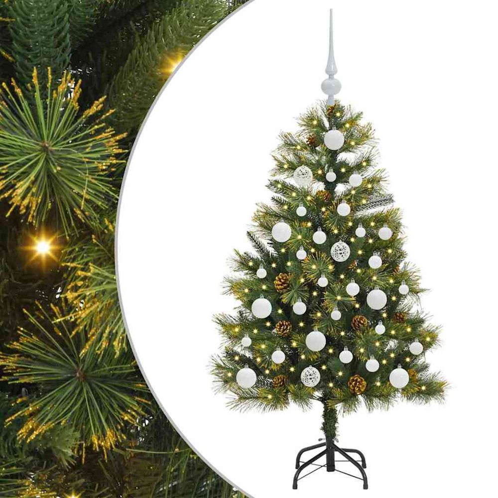 Sapin de noël artificiel avec branches pliables et cônes 120 cm
