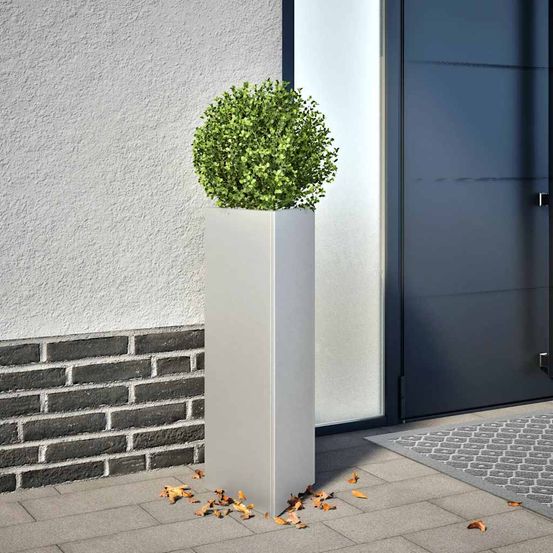 Jardinière haute triangulaire acier galvanisé jardin 75 cm argent