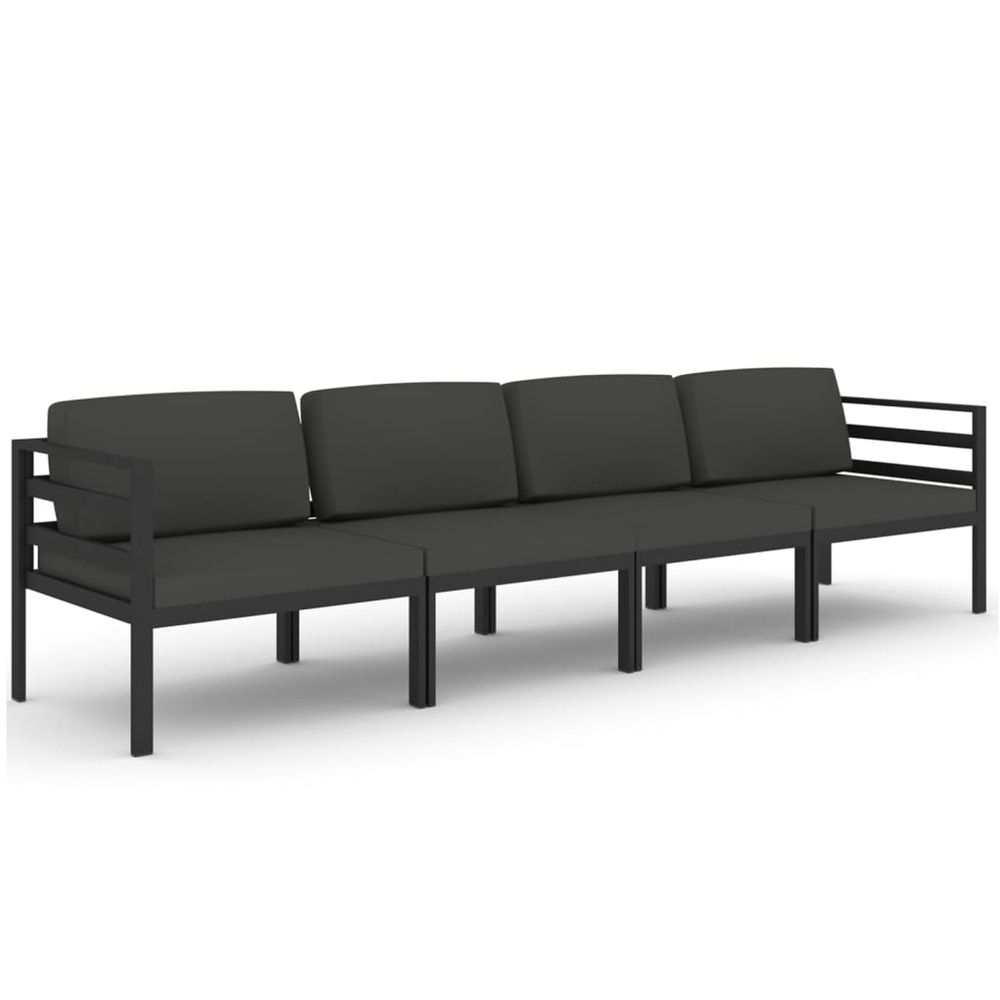 Salon de jardin 4 pcs avec coussins aluminium anthracite