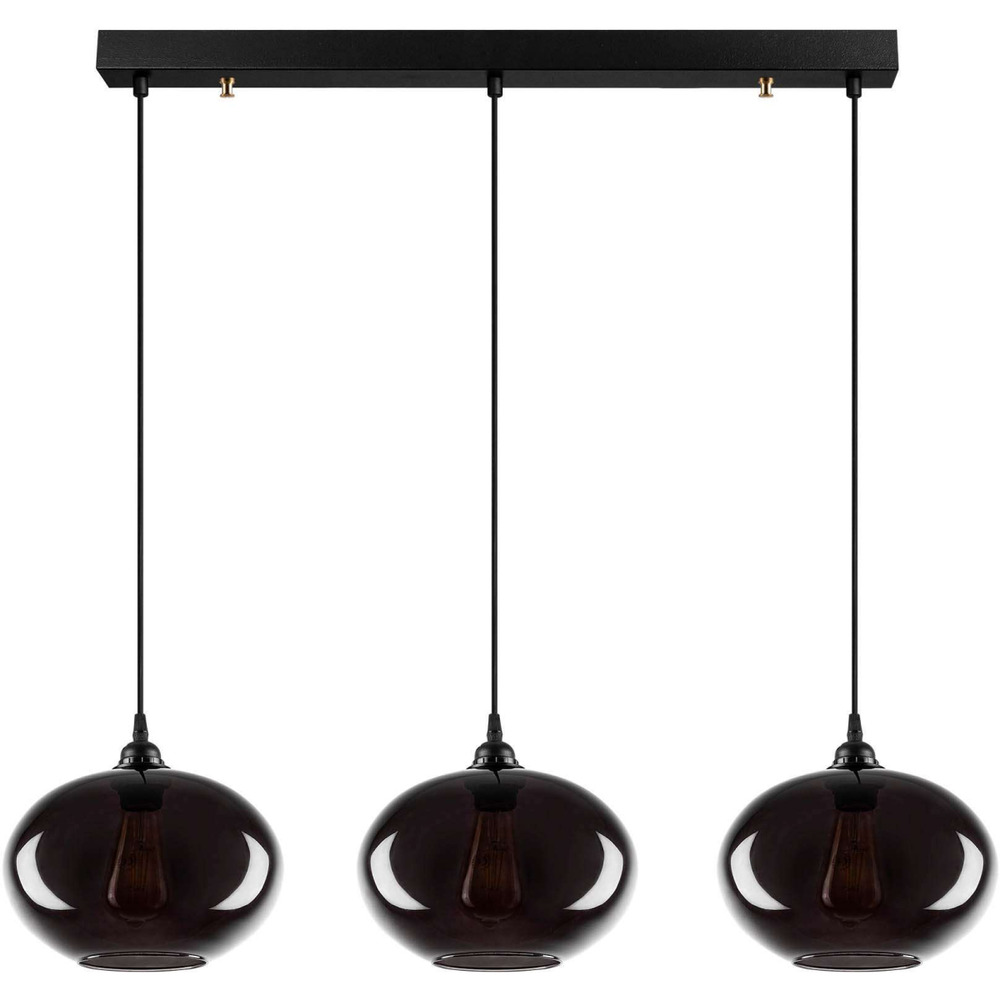 Suspension en verre fumé 3 abat-jour smoke modèle 1