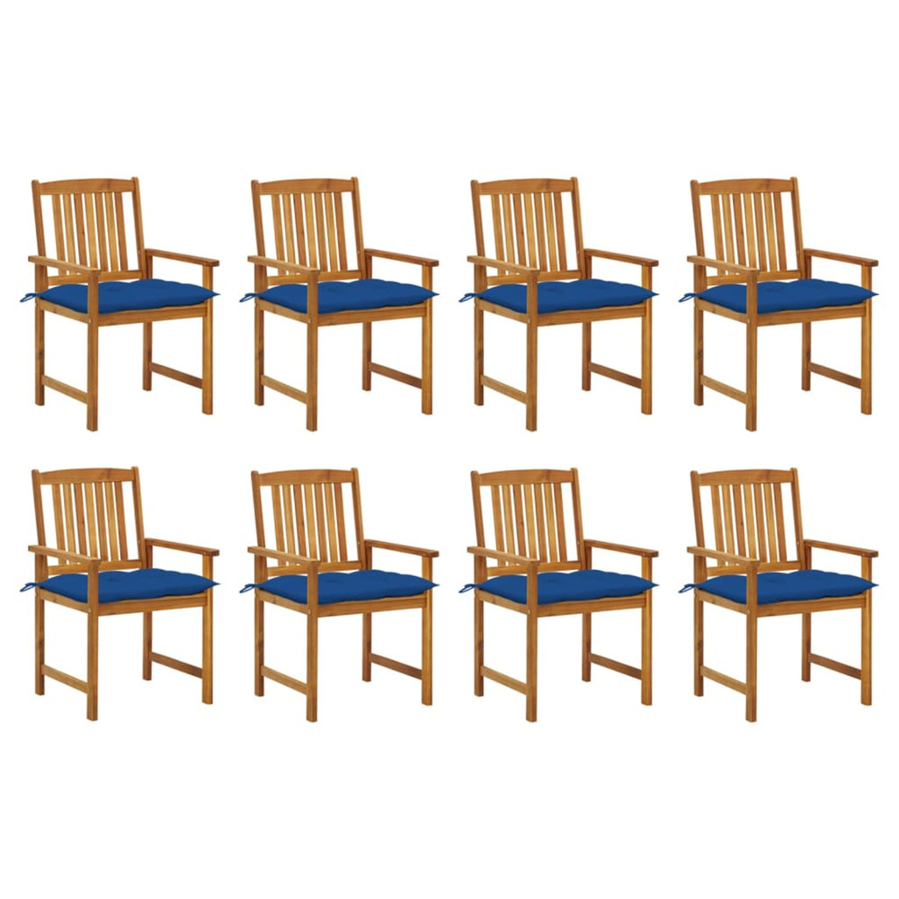 Chaises de jardin avec coussins lot de 8 bois d'acacia solide