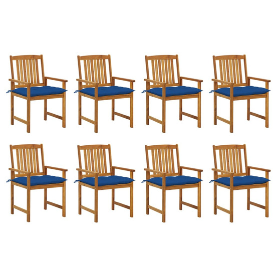 Chaises de jardin avec coussins lot de 8 bois d'acacia solide