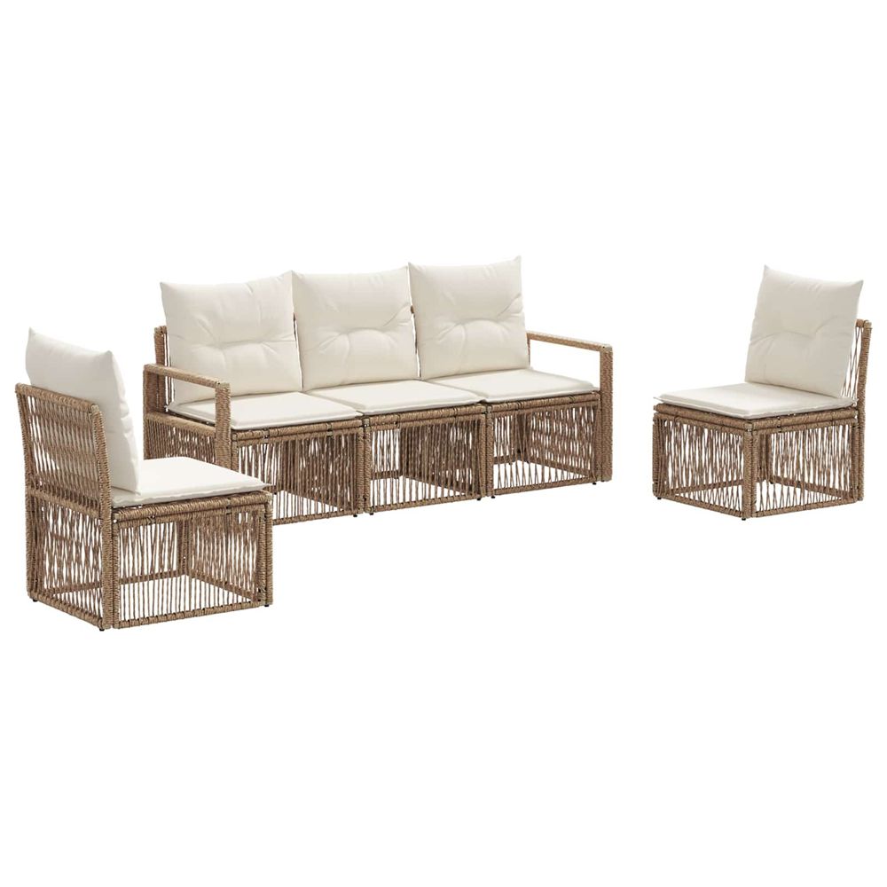 Ensemble de canapé de jardin 5 pc beige polyrotin