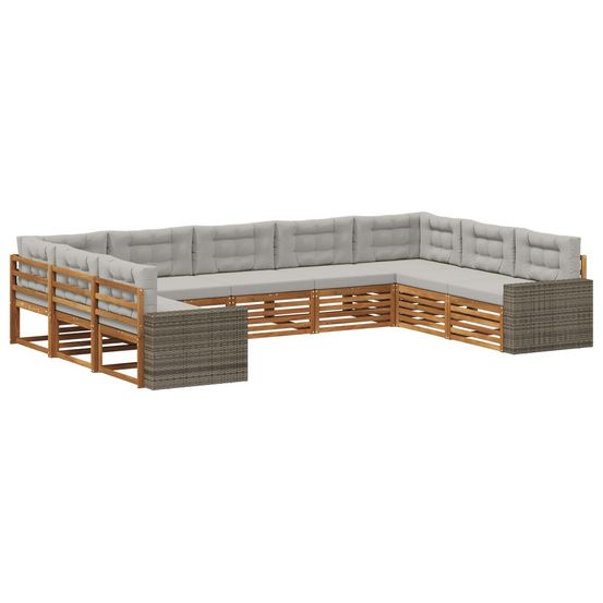 Ensemble de canapés d'extérieur 9 pc naturel et gris clair