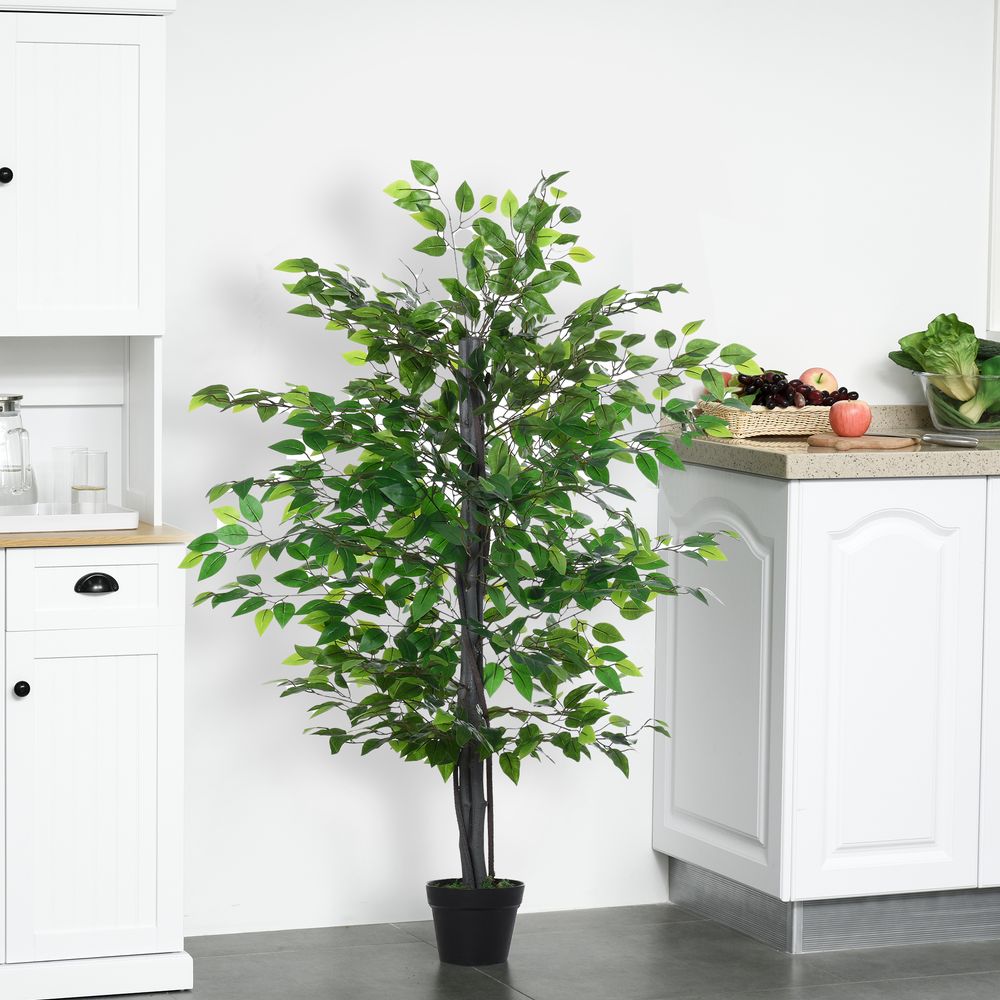 Plante artificielle banyan tronc bois naturel déco intérieur réaliste 145cm