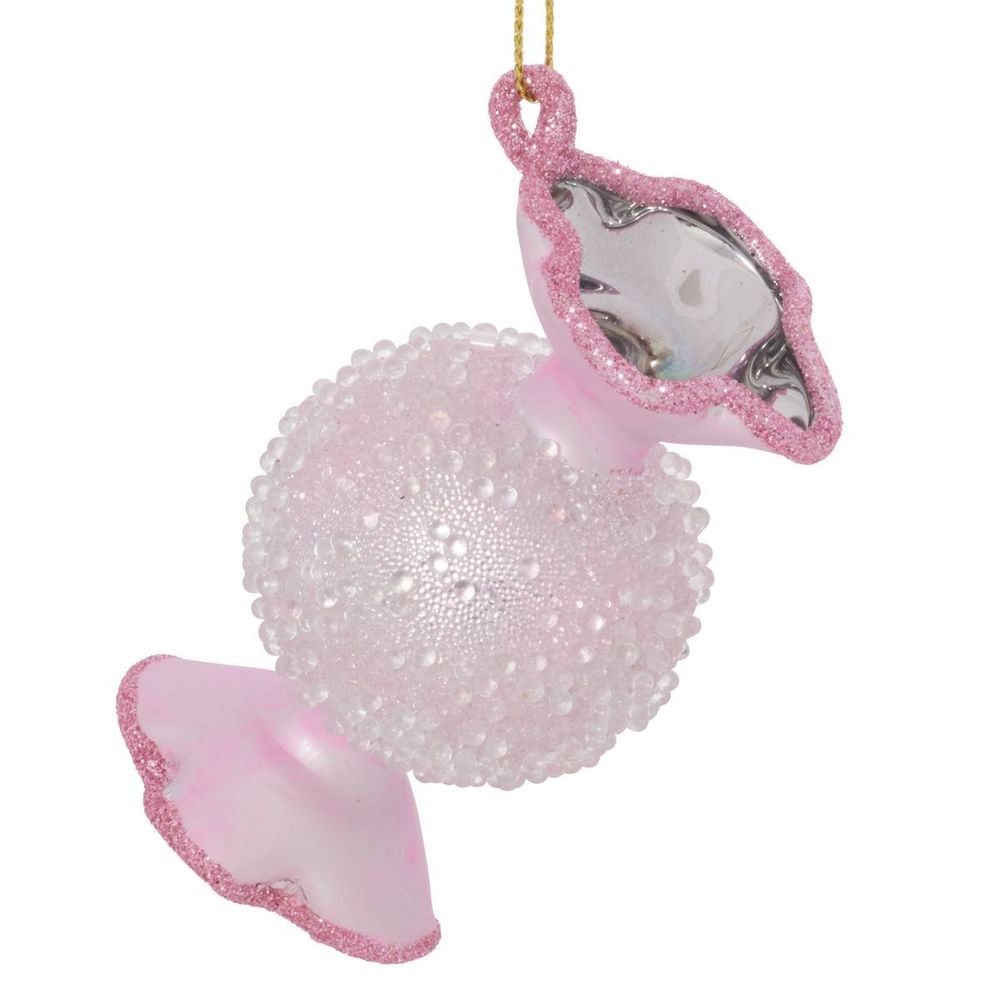 Suspension de sapin bonbon en verre rose et bleu 8 cm