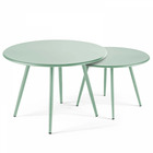 Lot de 2 tables basses de jardin en acier vert sauge 50 cm